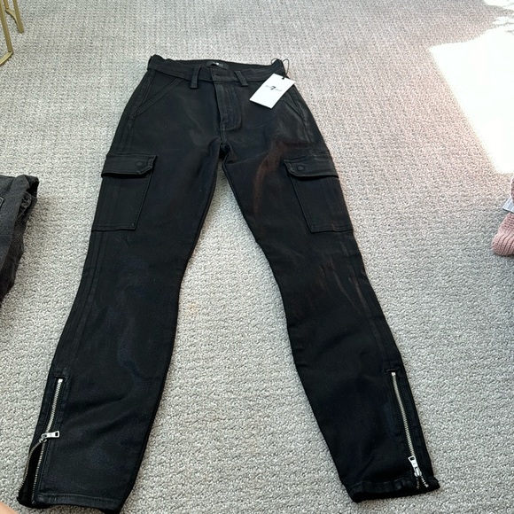 7 for all man kind coated skinny cargo pants - Picture 2 of 5